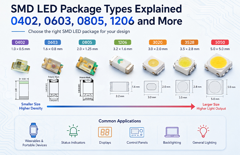 SMD LED Package Types Explained: 0402, 0603, 0805, 1206 and More